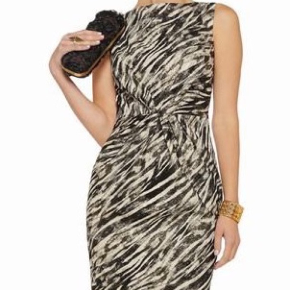 NWT Badgley Mischka zebra-print cocktail dress